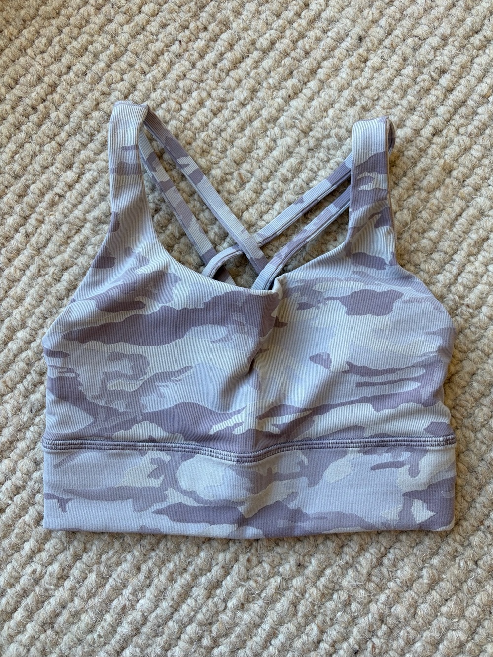 Lululemon Seamless Camo Sports Bra - Taupe/Light Gray+Purple